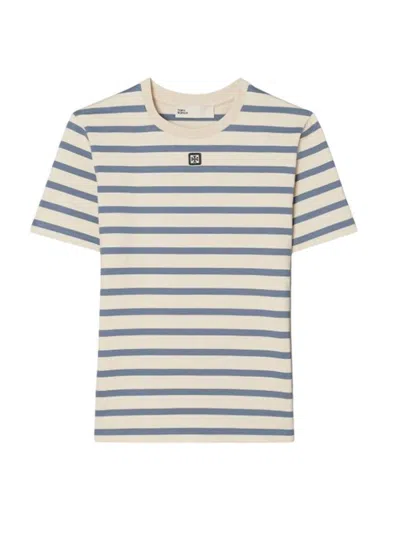 TORY BURCH STRIPED COTTON T-SHIRT