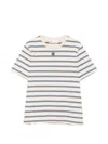 Tory Burch Cotton Stripe Logo T-shirt In Blue