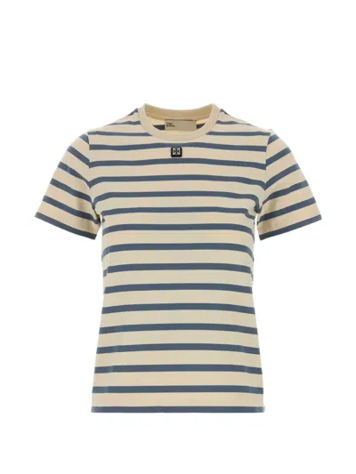 Tory Burch Striped Cotton T-shirt In White