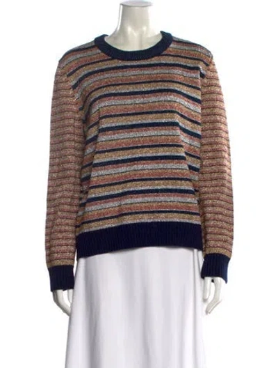 Pre-owned Tory Burch Striped Crew Neck Sweater
