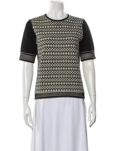 Pre-owned Tory Burch Striped Crew Neck Sweater In Black