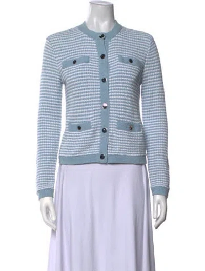 Pre-owned Tory Burch Striped Crew Neck Sweater In Blue