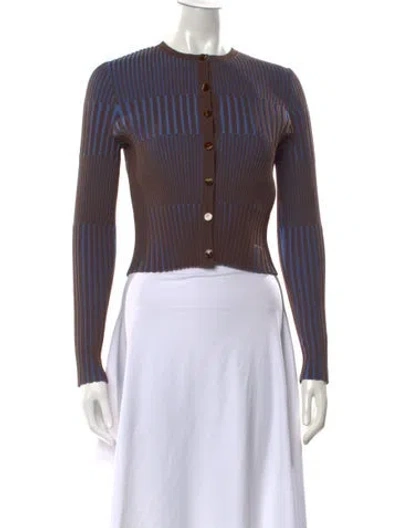 Pre-owned Tory Burch Striped Crew Neck Sweater In Brown