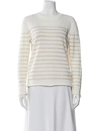 Pre-owned Tory Burch Striped Crew Neck Sweater In Neutral