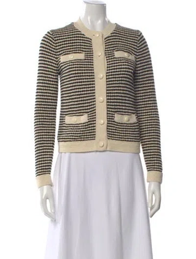Pre-owned Tory Burch Striped Crew Neck Sweater In Neutral