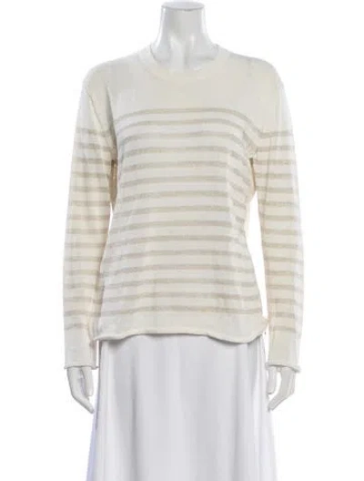 Pre-owned Tory Burch Striped Crew Neck Sweater In Neutral