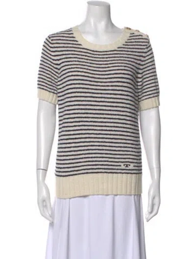 Pre-owned Tory Burch Striped Crew Neck Top