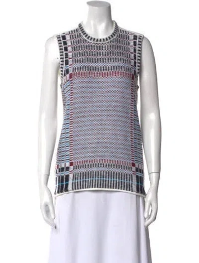 Pre-owned Tory Burch Striped Crew Neck Top In Black