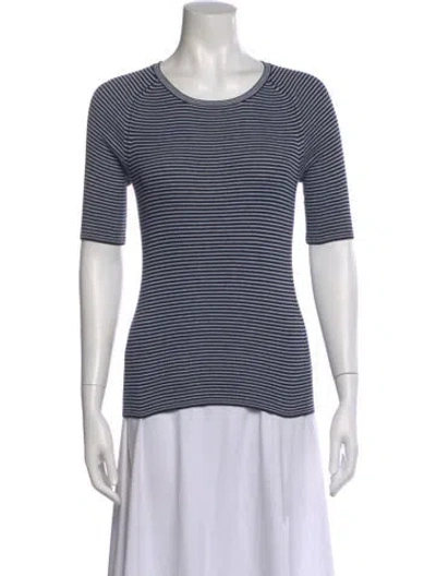 Pre-owned Tory Burch Striped Crew Neck Top In White