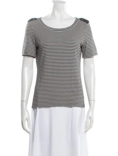 Pre-owned Tory Burch Striped Crew Neck T-shirt In Blue