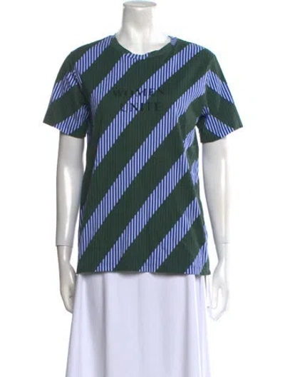 Pre-owned Tory Burch Striped Crew Neck T-shirt In Green
