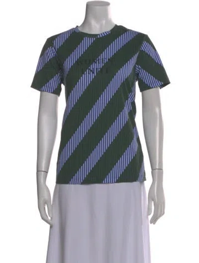 Pre-owned Tory Burch Striped Crew Neck T-shirt In Green