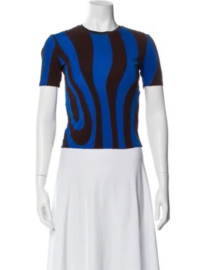 Pre-owned Tory Burch Striped Crew Neck T-shirt In Multi