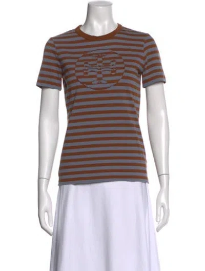 Pre-owned Tory Burch Striped Crew Neck T-shirt In Multi
