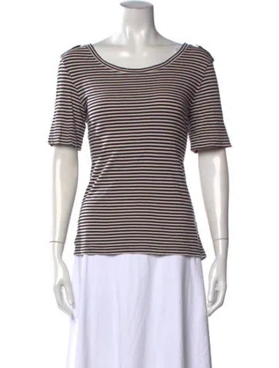 Pre-owned Tory Burch Striped Crew Neck T-shirt In Multi