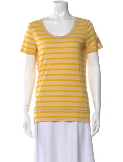 Pre-owned Tory Burch Striped Crew Neck T-shirt In Neutral