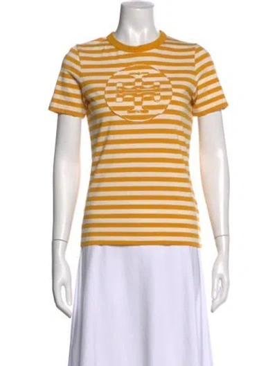 Pre-owned Tory Burch Striped Crew Neck T-shirt In Neutral