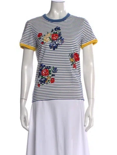 Pre-owned Tory Burch Striped Crew Neck T-shirt In Neutrals