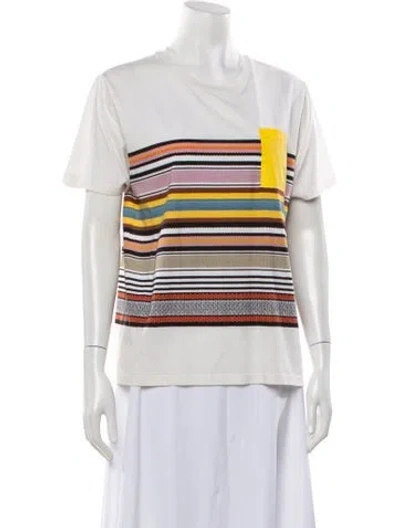 Pre-owned Tory Burch Striped Crew Neck T-shirt In Neutrals