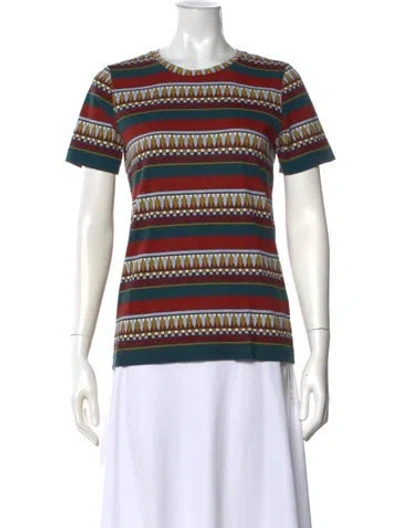 Pre-owned Tory Burch Striped Crew Neck T-shirt In Red