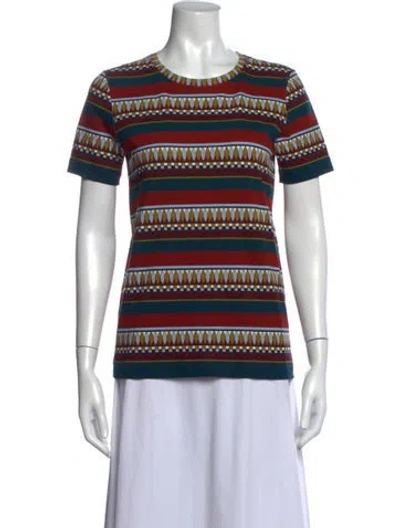 Pre-owned Tory Burch Striped Crew Neck T-shirt W/ Tags In Red