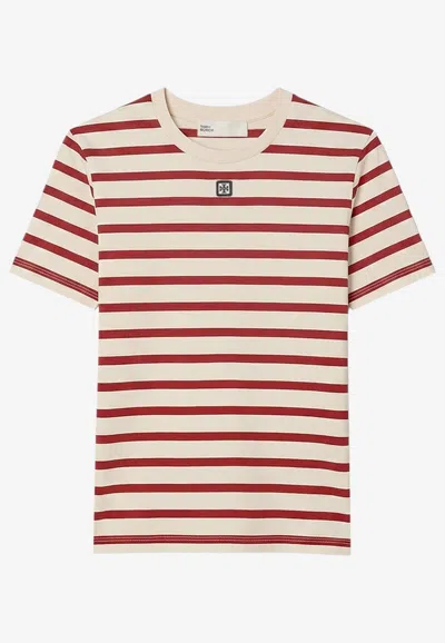 TORY BURCH STRIPED CREWNECK T-SHIRT