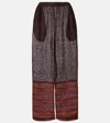 Tory Burch Striped Cropped Linen Pants In Brown