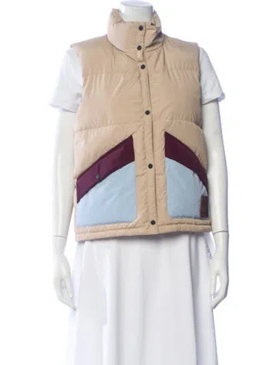 Pre-owned Tory Burch Striped Down Jacket In Neutral
