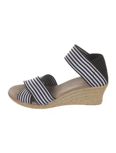 Pre-owned Tory Burch Striped Espadrilles In Black