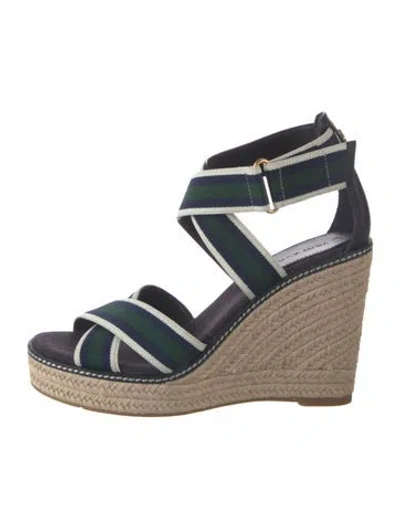 Pre-owned Tory Burch Striped Espadrilles In Blue