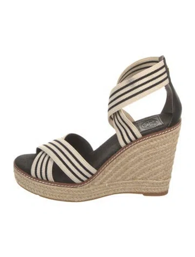 Pre-owned Tory Burch Striped Espadrilles In Neutral