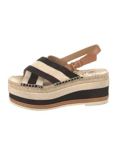 Pre-owned Tory Burch Striped Espadrilles In Yellow