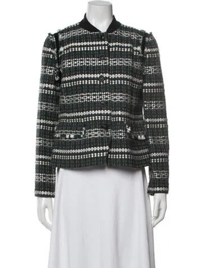 Pre-owned Tory Burch Striped Evening Jacket In Green