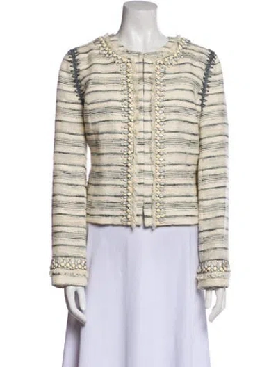 Pre-owned Tory Burch Striped Evening Jacket In Neutral