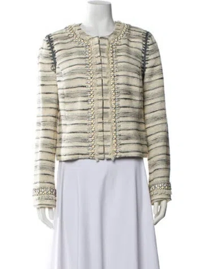 Pre-owned Tory Burch Striped Evening Jacket In Neutral