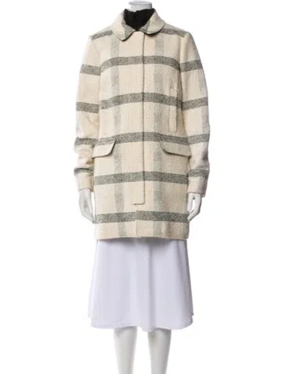 Pre-owned Tory Burch Striped Faux Fur Coat In Neutral