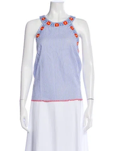 Pre-owned Tory Burch Striped Halterneck Top In Multi