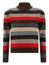 Tory Burch Striped High Neck Sweater In Multi