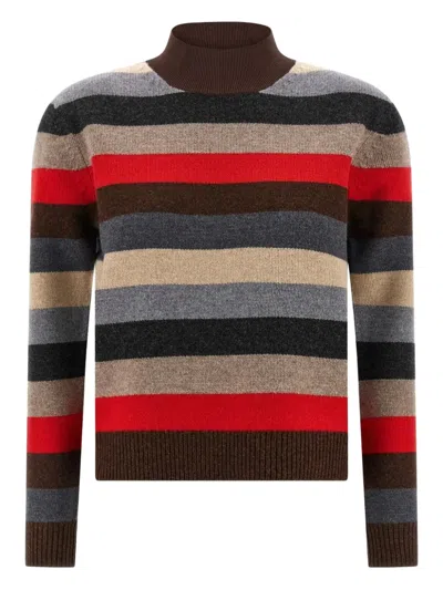 Tory Burch Striped High Neck Sweater In Multi