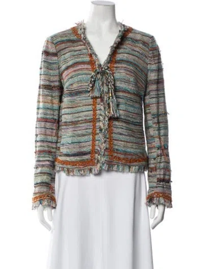 Pre-owned Tory Burch Striped Jacket In Blue