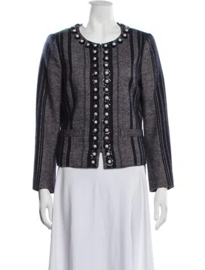 Pre-owned Tory Burch Striped Jacket In Blue
