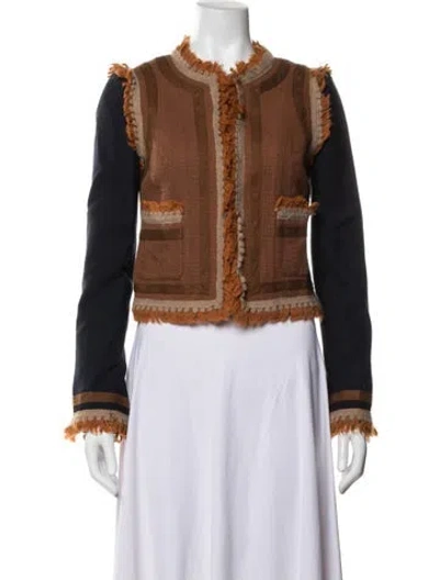 Pre-owned Tory Burch Striped Jacket In Brown
