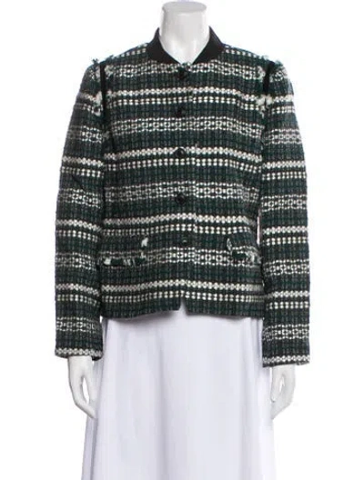 Pre-owned Tory Burch Striped Jacket In Green