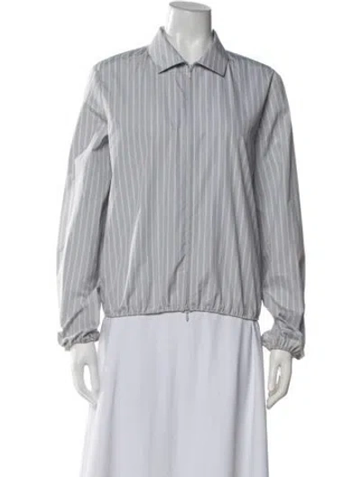 Pre-owned Tory Burch Striped Jacket In Grey