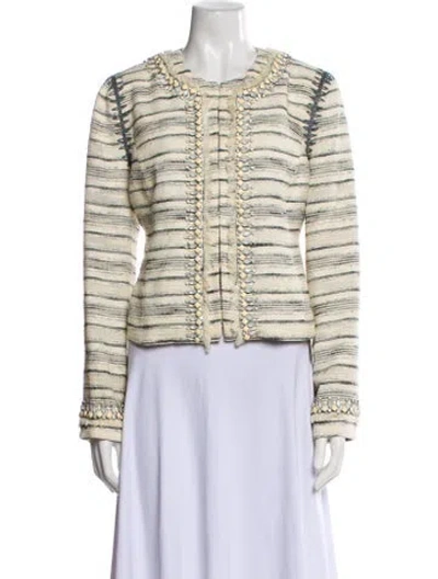 Pre-owned Tory Burch Striped Jacket In Neutral