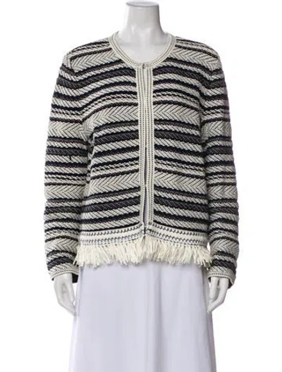 Pre-owned Tory Burch Striped Jacket In Neutral