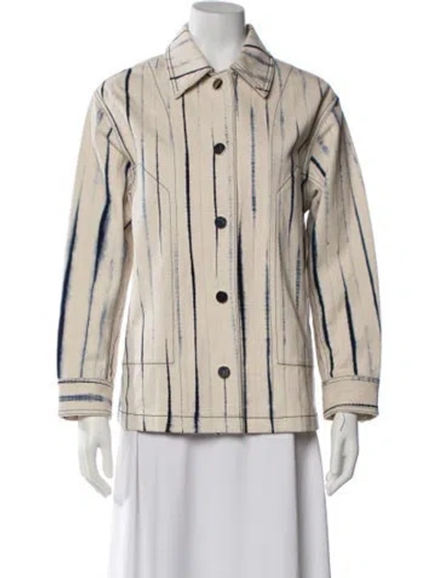 Pre-owned Tory Burch Striped Jacket In Neutral
