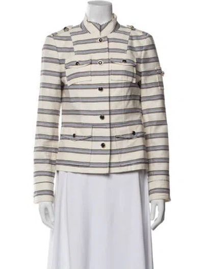 Pre-owned Tory Burch Striped Jacket In Neutral