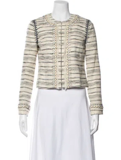 Pre-owned Tory Burch Striped Jacket In Neutral