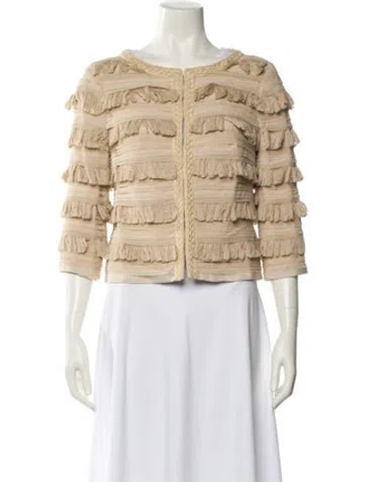 Pre-owned Tory Burch Striped Jacket W/ Tags In Neutral